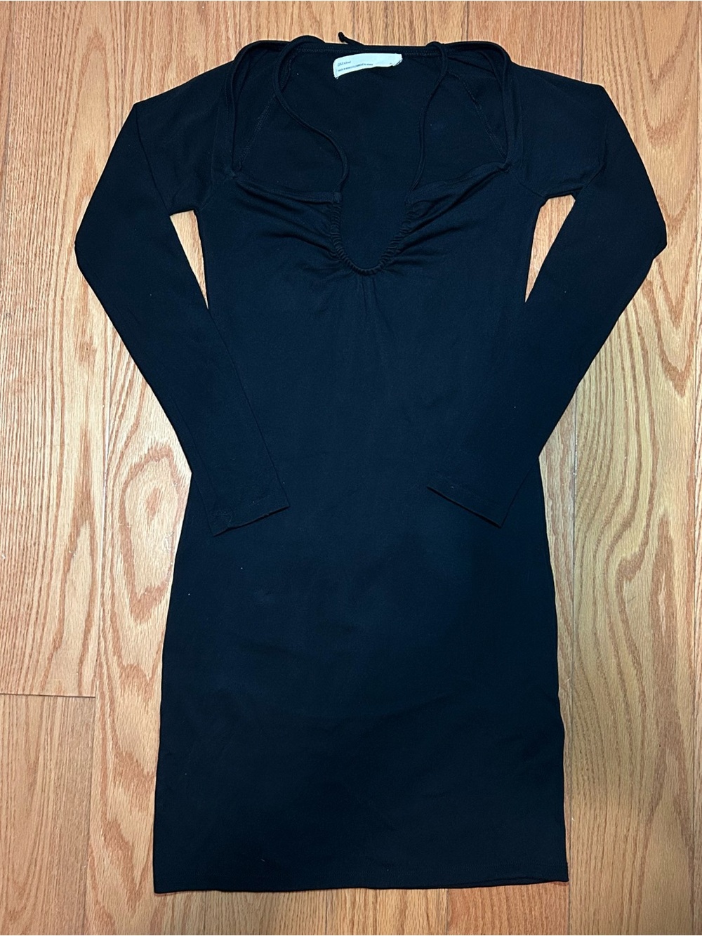 Oak + Fort Refined Long Sleeve Black Mini Dress
